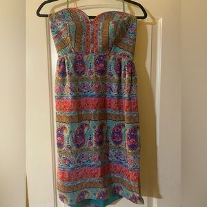 Anthropologie Maple sweetheart strapless silk dress